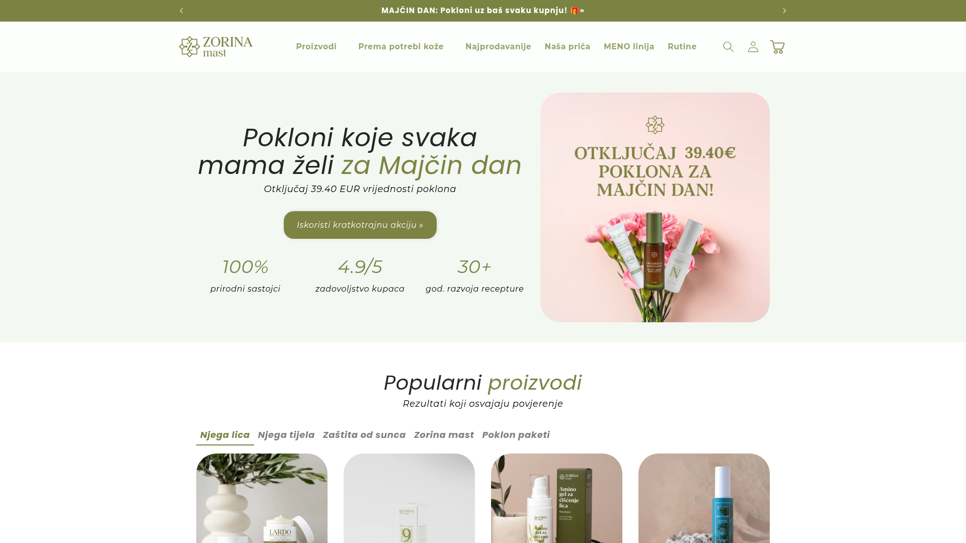 Zorina mast — Shopify web shop